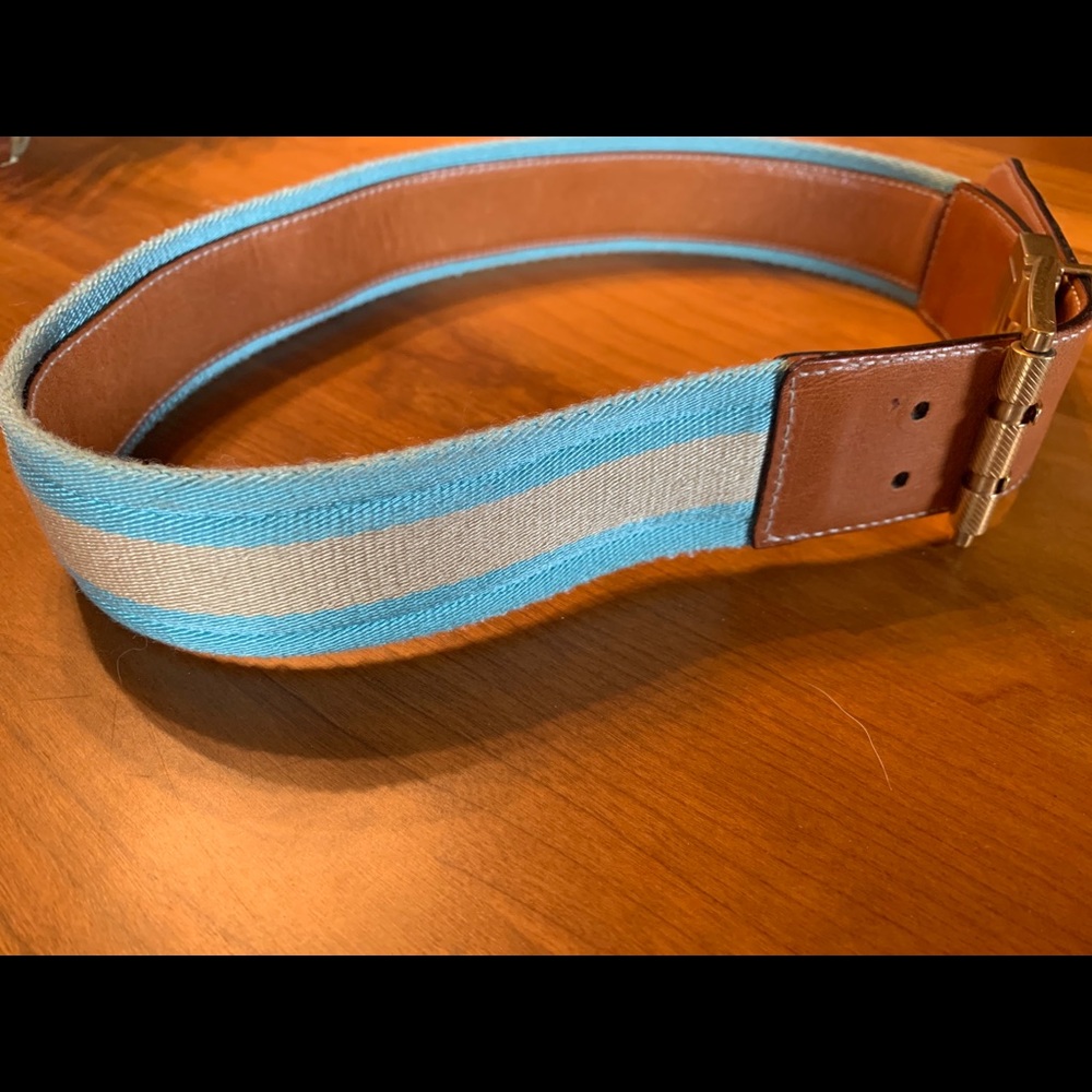 Vintage Reversible Gucci Belt Blue Brown Leather